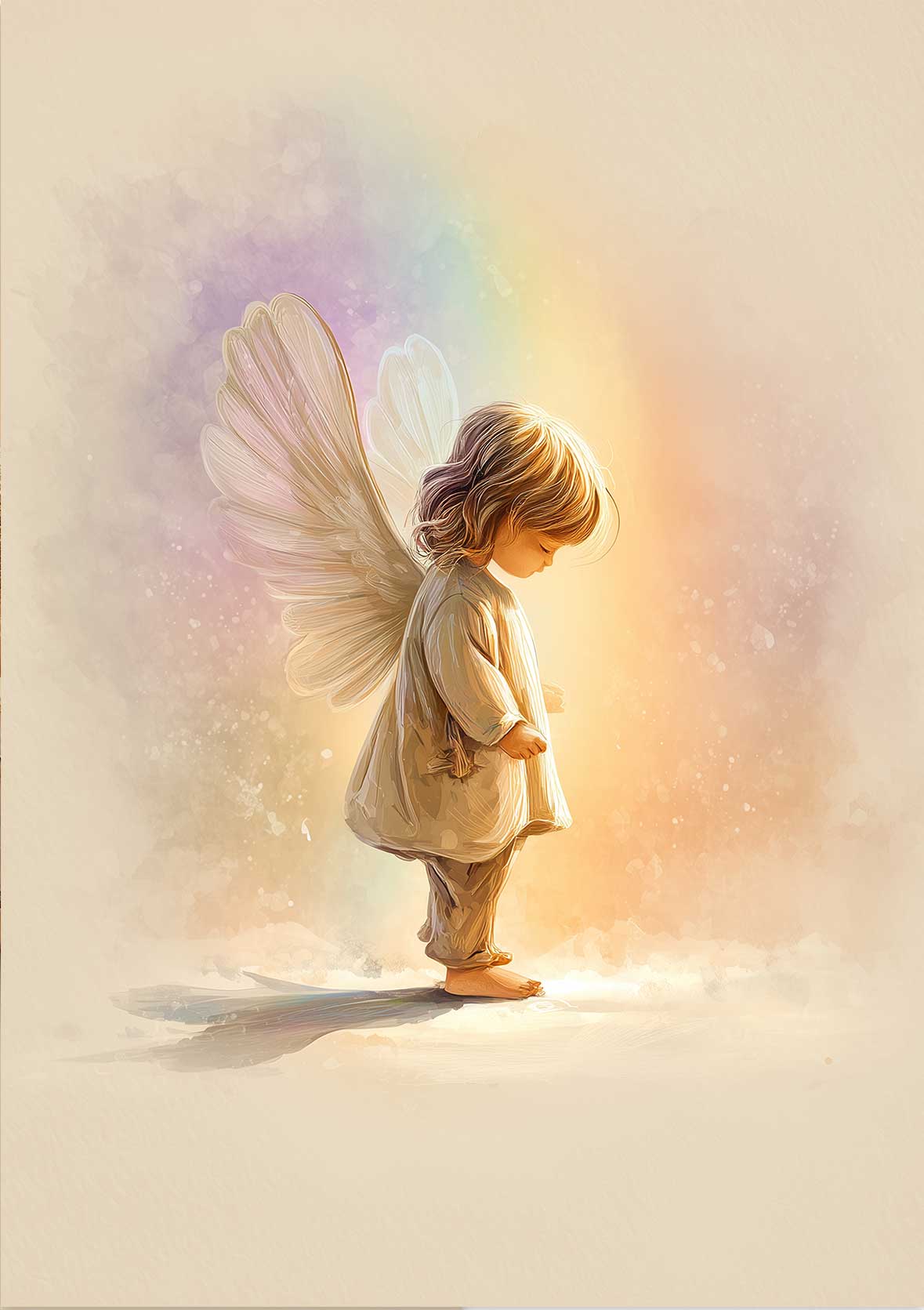 Stehendes Engelkind mit Flügeln als digitales Erinnerungsbild Sternenkind