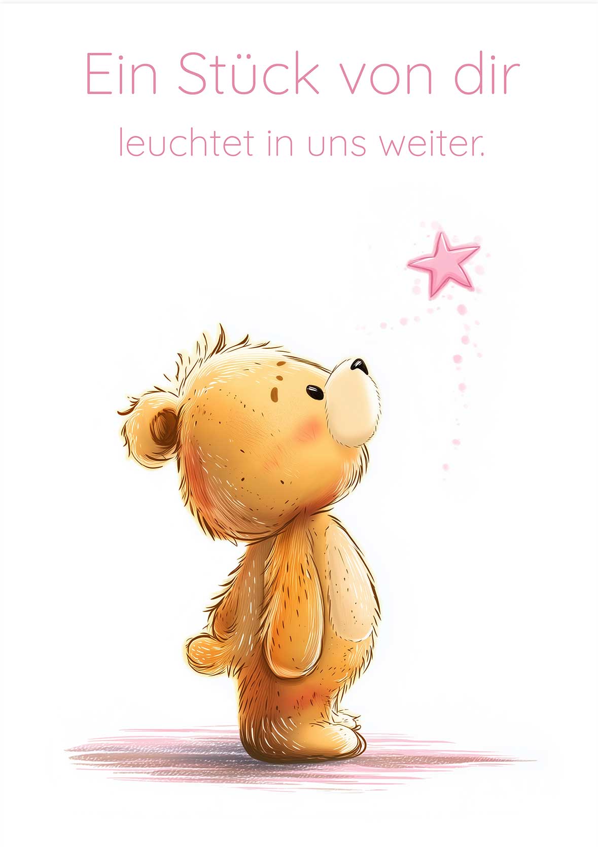 Erinnerungsbild Sternenkind mit Teddybär und Stern in sanften rosa Farben