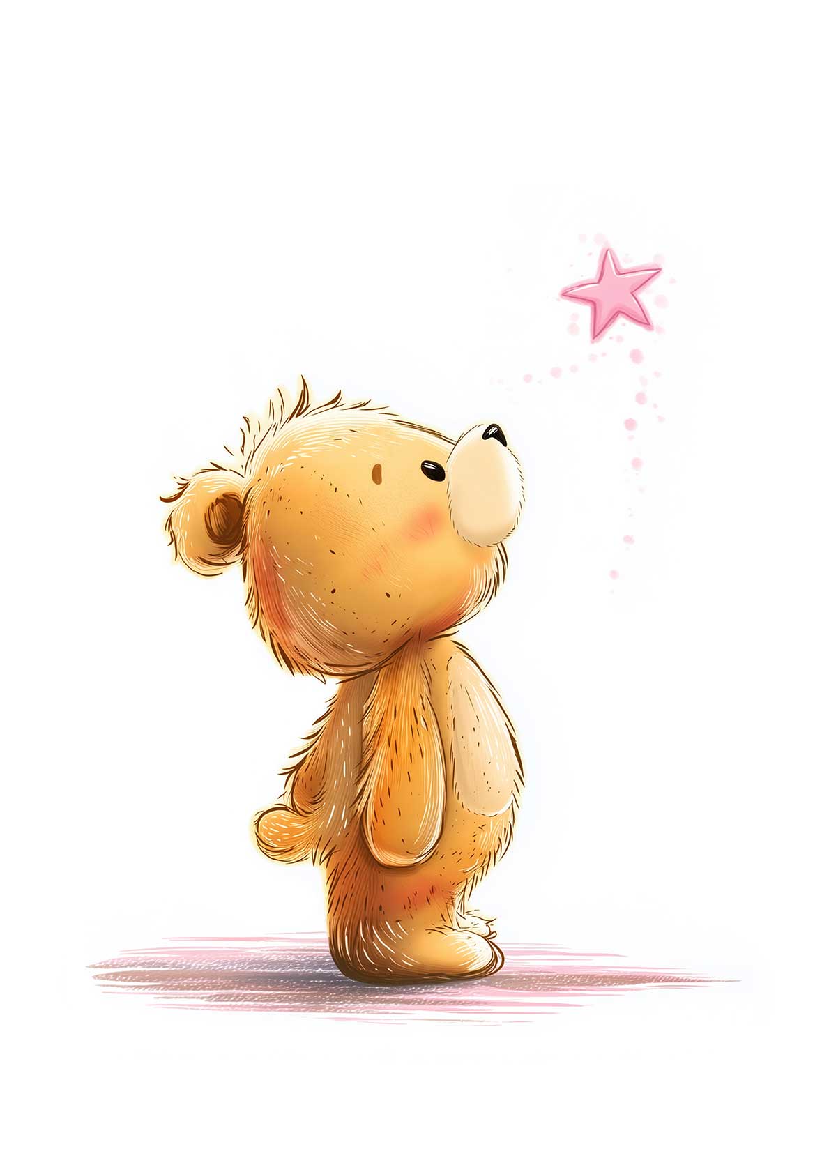 Teddybär mit rosa Stern als Erinnerungsbild für Sternenkinder