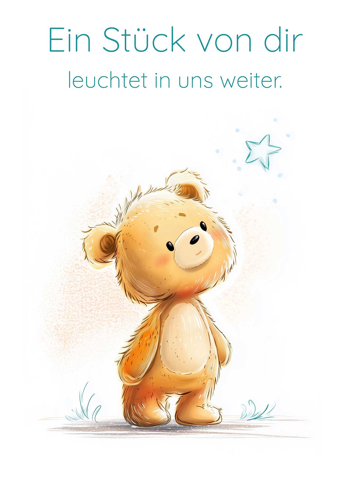 Teddybär mit blauem Stern als Erinnerungsbild Sternenkind